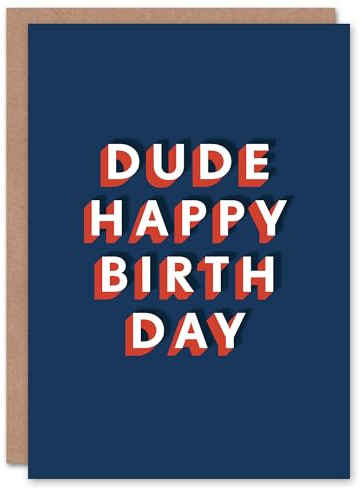 Artery8 Dude Happy Birth Day Bold Simple Modern For Him Birthday Card