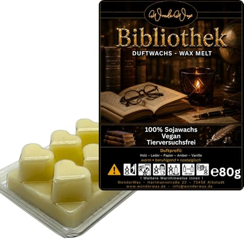 WonderWax® Duftriegel 6 x Duftwachs Herzen Weiß Bibliothek | Farbe: Weiß | Raumduft für Duftlampen, Wax Melt, Sojawachs, Indoor Duftöl Wachs schmelzen für Aromalampe