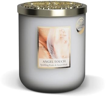 HEART & HOME – Vela perfumada a base de cera natural de soja para el hogar – Gran tarro caricia del ángel – Duración de combustión 75 h – Regalo, decoración y perfume para el hogar – Tarro de cristal