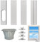 Kit de ventilación de aire acondicionado de puerta corredera, sello de ventana de aire acondicionado portátil, longitud ajustable fácil de instalar y desmontar placa de sellado de ventana, sello, air