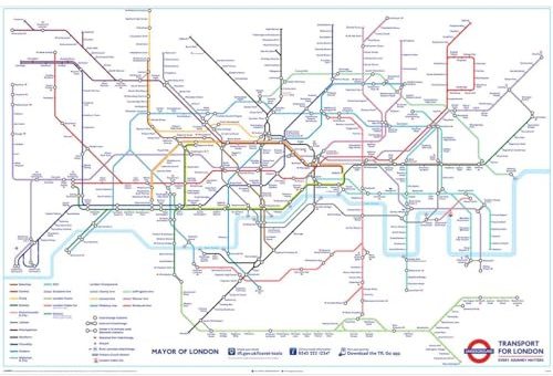 Official Maxi Poster – Tfl (London Underground Map) | Decorative Wall Art | 61cm x 91.5cm Poster for Bedrooms, Dorms & Fans