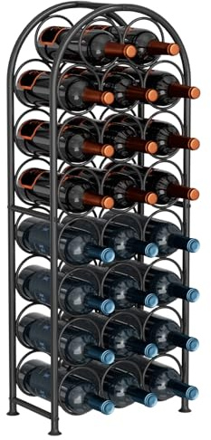 VyGrow Wine Rack, 23-Bottle Freestanding Wine Holder, Metal Arched Design for Home Bar Kitchen Cellar, Black, 7.2 D x 12.6 W x 33.46 H