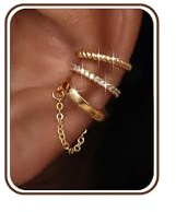 Chriscoco 3 Paare Ear Cuff 14K Vergoldet Ohrclips Damen Ohne Ohrlöcher Clip Ohrringe Fake Ohrringe Set Ohrmanschette Earcuffs Silber Ohrklemme Fake Helix Piercing Knorpel Wrap