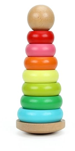 ANPEAC Stapelturm Regenbogen, Buntes Stapelspiel, ab 36 Monaten | Motorik, Problemlösung