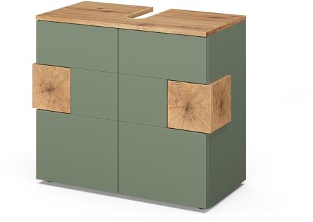 Vicco Waschbeckenunterschrank Eden, Grün, 73.1 x 64 cm | zur Wandmontage mit variabler Innenaufteilung