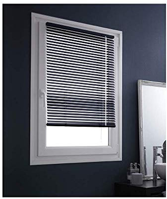 MADECOSTORE - Tenda veneziana in alluminio Easy Grigio Antracite, 52 x 150 cm, meccanismo autobloccante, lamelle 25 mm, senza foratura