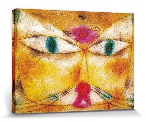 1art1 Paul Klee Poster Katze Und Vogel, 1928 Bilder Leinwand-Bild Auf Keilrahmen | XXL-Wandbild Poster Kunstdruck Als Leinwandbild 40x30 cm