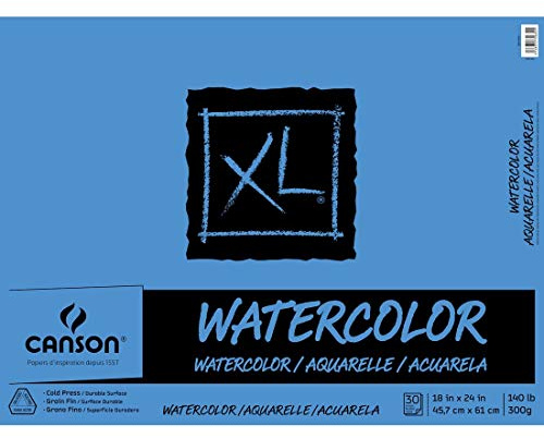 Canson XL Series Watercolor Pad, Heavyweight White Paper, Foldover Binding, 30 Sheets, 18x24 inch