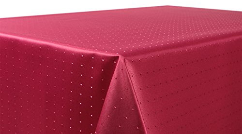 BEAUTEX Tischdecke Damast Punkte - Bügelfreies Tischtuch - Fleckabweisende, Pflegeleichte Tischwäsche - Tafeltuch, Eckig 130x260 cm, Bordeaux