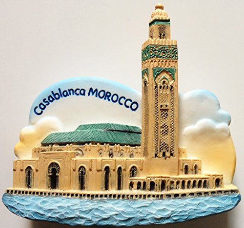 WitnyStore Kühlschrankmagnet aus Kunstharz, Motiv: Tiny Hassan II Moschee in Casablanca, Marokko, Afrika, Touristenattraktionen, Souvenir, Geschenk, Andenken, 3D-Kühlschrankmagnete