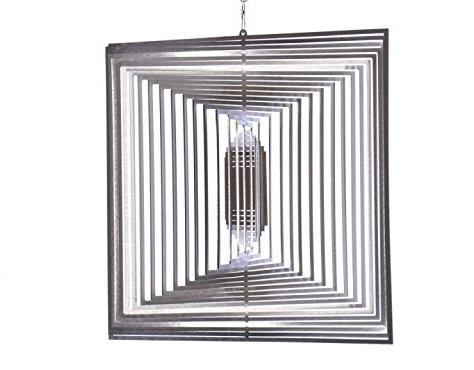 ILLUMINO Edelstahl Windspiel Quadratisch L, Windspiele für draußen hängend, Gartendeko für draußen, Fensterdeko hängend