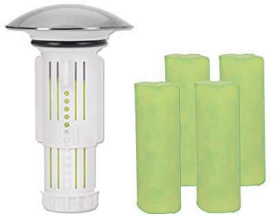 Abfluss Fee Waschbecken Stöpsel mit Verschlussstopfen & 5 Reinigungssteinen | Reinigungssteine für Bad Abfluss Waschtisch, Abflussreiniger mit Abflussstöpsel Waschbecken - Duft Apfel-Zitrone,grün