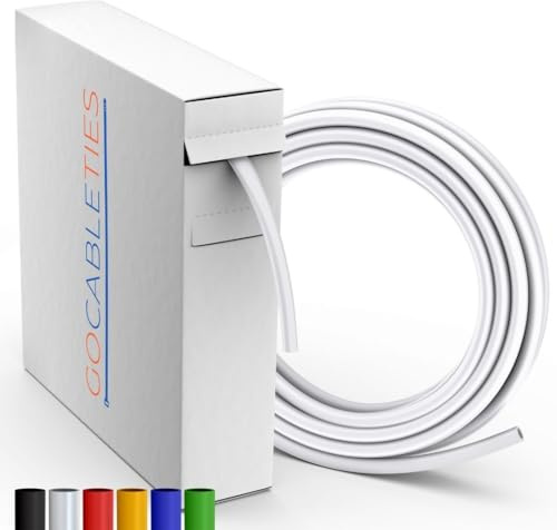 Gocableties 12.7mm x 6m – White, 2:1 Ratio, Flexible Cable Sleeving – Flame Retardant Heat Shrink Tubing Mini Reel, for Electrical Insulation, Repairs, Wire & Connector Wrap