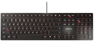 CHERRY KC 6000 SLIM, Distribución de Teclado Europeo (QWERTY), Diseño Ultraplano, con Cable (USB-A), Teclas Silenciosas, Rotulación Duradera, Negro