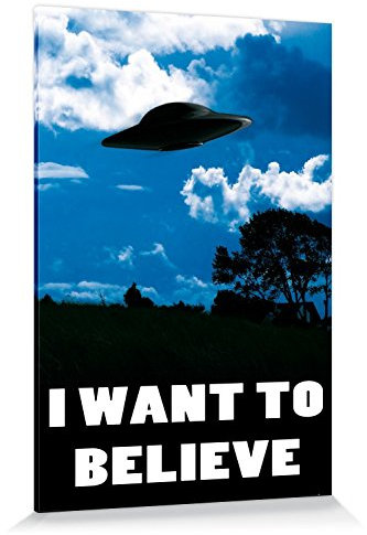 1art1 UFOs Poster I Want to Believe Bilder Leinwand-Bild Auf Keilrahmen | XXL-Wandbild Poster Kunstdruck Als Leinwandbild 180x120 cm