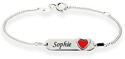 Herzarmband Baby Mädchen Kinder Armband mit Gravur 925 Silber 14cm ideales Kinderarmband zur Geburt Taufe Taufgeschenk für Mädchen personalisierte Wunschgravur Glücksbringer oder Kommunion …