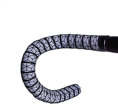 btp Gewebtes Fahrrad-Lenkerband REFCUBE BLK mit trendigen Farben und Muster-Designs. Überlegenes geschmeidiges Handgefühl mit reflektierendem