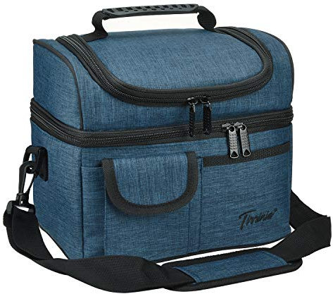Kato Tirrinia Insulated Cooler Lunch Box for Men With Dual Compartment and Shoulder Strap, Leakproof Tote Suitable for Work, School, Picnic, Camping, Beach, Travel - Blue