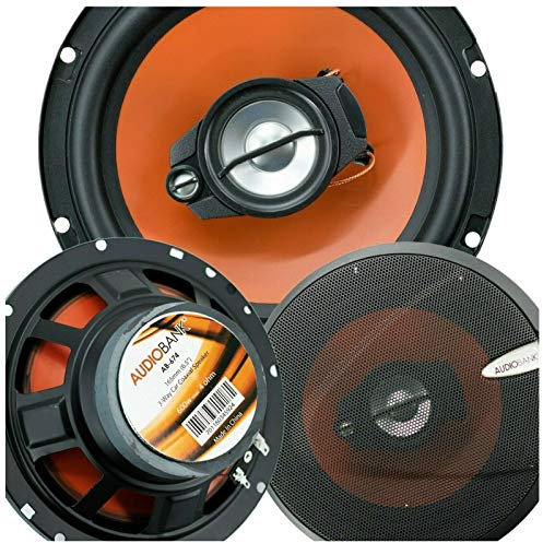2X Audiobank AB674 6.5-Inch 600 Watts Peak Power Handling 3-Way G-Series Car Audio Stereo Coaxial Speakers with Grill Polypropylene with MICA Cone Woofer 4 Ohms