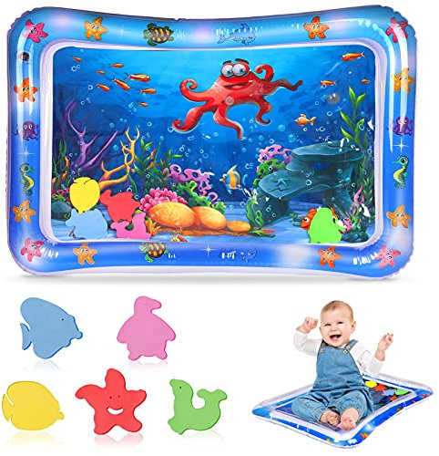 Hoiny Wassermatte Baby, Baby Spielzeuge 3 6 9 Monate, Wasserspielmatte Baby Aufblasbare Bauchzeit Matte für Baby Sensorisches Entwicklung Ausbildung,67 x 49 cm