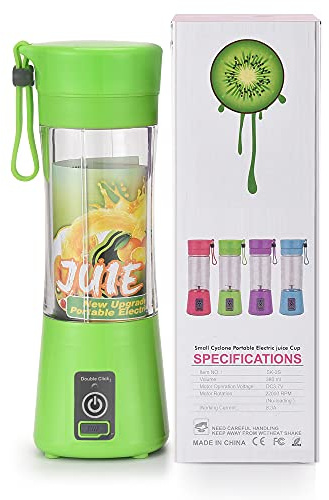Portable Electric Blender Juicer Fruit Blender Smoothie Maker Milk shaker Baby Food Protien shake USB Rechargeable Travel Gym Camping (Green)