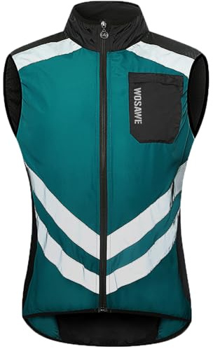 WOSAWE Veste Haute visibilité Hommes Coupe-Vent Ultraléger Respirant Gilet Réfléchissant avec Poches pour Course à Pied ou Vélo