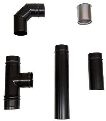 80mm Pelletofen Anschlussset - Edelstahl schwarz matt - Rauchrohr, Pelletrohr, Abgasrohr für Pelletöfen