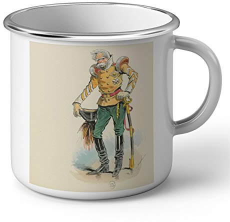 Taza esmaltada Metal General Ejército Ilustración La vida Parisienne Revista Antiguo