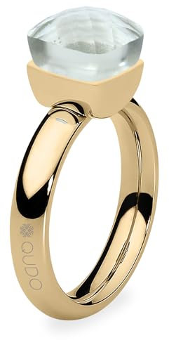 Qudo Firenze white topaz gelbgoldener Ring mit weißem Stein (52)