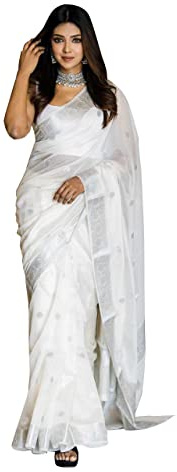 Avantika Fashion Damen Baumwoll-Leinen-Sari mit Bluse