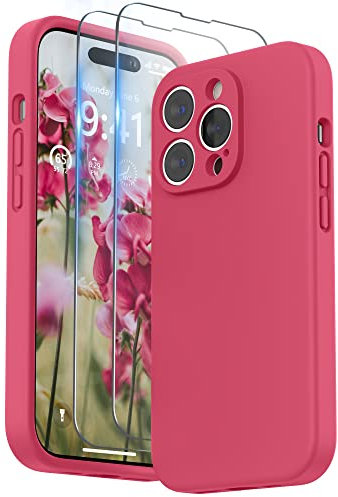 SURPHY Hülle Kompatibel Mit iPhone 14 Pro, Silikon Case Mit Displayschutzfolie Und Kameraschutz, Schutzhülle 6,1 Zoll 2022 (Hibiskus)