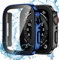 Dirrelo 2 Stück Schutzhülle für Apple Watch Series SE/6/5/4 44mm Hülle mit Panzerglas Displayschutz, Wasserdicht Hart PC Flache Kante Case, Hochempfindliche Schutzfolie für iWatch, Schwarz+Blau