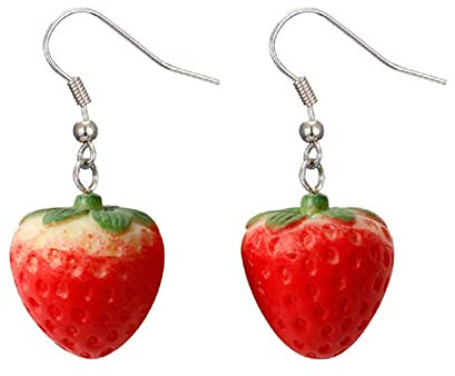 Erdbeer-Ohrringe für Damen, Acryl-Ohrringe, Erdbeere, niedlich, für Mädchen, Ohrringe mit roten Erdbeeren, hypoallergen, 3D-Ohrringe, Ohrringe, tropische Erdbeere, NO, Nein, Nein