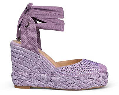 Alma en Pena Sandalo alla Schiava con Zeppa in Corda Viola Lilac