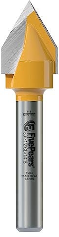 FivePears V Groove Router Bit 60 Degree 1/4 inch Shank, 1/2 inch Cutting Diameters, Carbide CNC Engraving V Router Bit for Signmaking, Lettering, Woodworking Door Carving