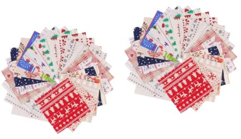 COHEALI 80 Stk Weihnachts Tuch Gruppe Weihnachtsmaterial Bastel-baumwollstoff-quadrate Weihnachtsfettviertel Jersey-weihnachtsstoff Patchwork-stoff Bettwäsche Baumwolle Quilten Grinsen