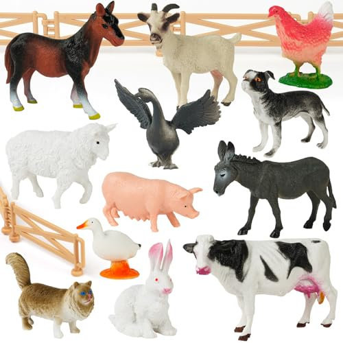 HOTUT Bauernhof Tiere Spielzeug,12 Stück Bauernhoftiere Set, Kunststoff Bauernhof Tier für Bauernhof Geburtstag Weihnachtsfeier