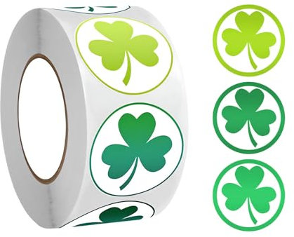 Klaimbmo 500 Stück Aufkleber Kleeblatt Sticker, kleeblatt aufkleber, Viel Glück Aufkleber Kleeblatt Sticker für Weihnachten St. Patrick's Day Umschlag Aufkleber und Geschenkpapier Schlagwörter