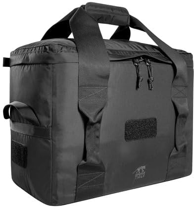Tasmanian Tiger TT Gear Bag - Wattierte, robuste Ausrüstungstasche schwarz mit Lasercut Molle und Klett innen sowie Zwei Netztaschen. (40 Liter)