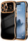 LCHULLE for iPhone 14 Pro Case for Women Girls,Cute Curly Wave Frame Shape Love Heart Pattern Phone Case,Raised Camera Protection Case ​Luxury Plating Shockproof Cover for iPhone 14 Pro 6.1,Black