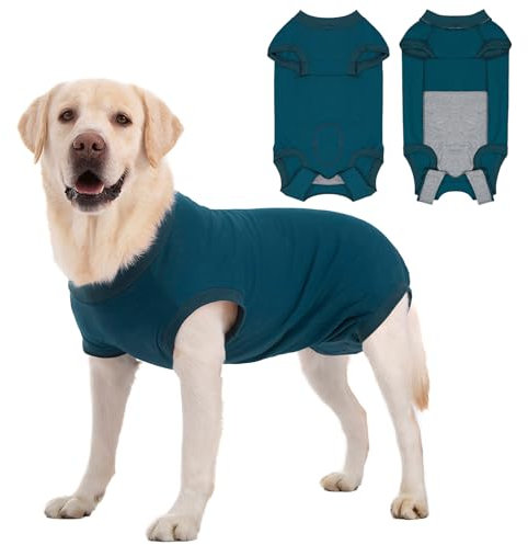 Axcimond Hundebody Nach Op Leckschutz Op Body Hund Kastration Hündin Rüde Medical Pet Shirt Hund Einteiler Wundschutzanzüge für Hunde Mit Klettverschluss Alternativen zu Kegel und Halskrause Blau XL
