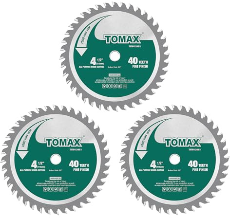 TOMAX 3 Pack 4-1/2 Inch 40 Tooth ATB Finishing Saw Blade with 3/8-Inch Arbor