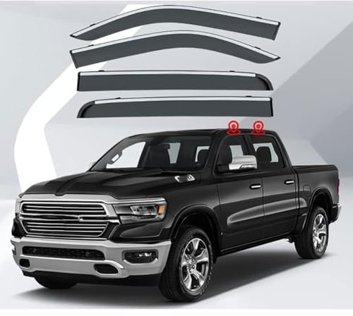 ENPAP 4 Stück Auto Windabweiser Für DOD-ge RAM 5th Gen DT 2019+,Auto TüR Seitenscheiben Windabweiser Regen Abweisend Regenschutz Zubehör