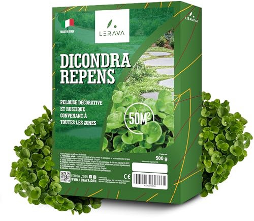 LERAVA® Gazon dichondra repens [Pas besoin de couper] - 50m² - Résistance à la sécheresse - Gazon a semer idéal pour les zones ombragées et ensoleillées - micro trefle - 500g