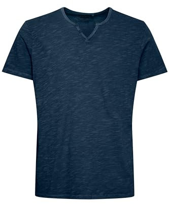 Blend BHAshton Herren T-Shirt Shirt mit V-Ausschnitt Knöpfen 100% Baumwolle Regular fit, Größe:XXL, Farbe:Dress Blues (194024)