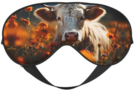 Schlafmaske, Augenmasken für Schlaf, Schlafmasken für Frauen und Männer, Verdunkelungs-Augenabdeckungen für Reisen/Schlafen, Sonnenblumenkuh im Blumenfeld, Augenmaske