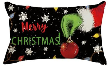 Artoid Mode Schneeflocken Hand Weihnachtskugeln Weihnachten Kissenbezug, 30x50 cm Merry Christmas Zierkissenbezug Cushion Cover Couch Wohnzimmer Deko