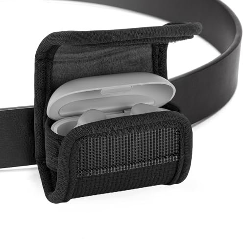 Geekria Earbuds Waist Bag Compatible with Beats Solo Buds, SHOKZ OpenDots ONE True Wireless Earphones, Protective Case with Velcro (for Backpacks, Belts) Black