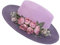 WUODHTW Sonnenhüte für Damen, Strandhut, breite Krempe, Strohhut, handgefertigt, Blume, Sonnenschutz, UV-Papier, Gras, flacher Hut, violett, Einheitsgröße