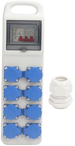 Industrial Socket Distribution Box, Industrial Socket Box, 8 Way IP65 Portable Socket Distribution Box, with Leakage Circuit Breaker 200‑250VAC